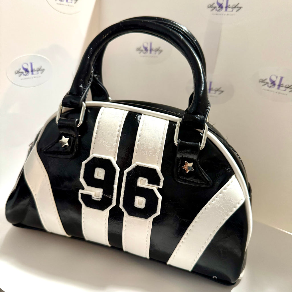 Black & White Varsity 96 Shirt Purse | Mini Sporty Statement Handbag