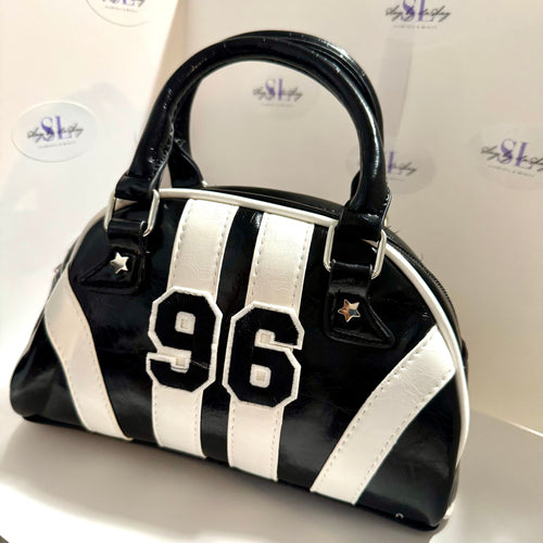 Black & White Varsity 96 Shirt Purse | Mini Sporty Statement Handbag